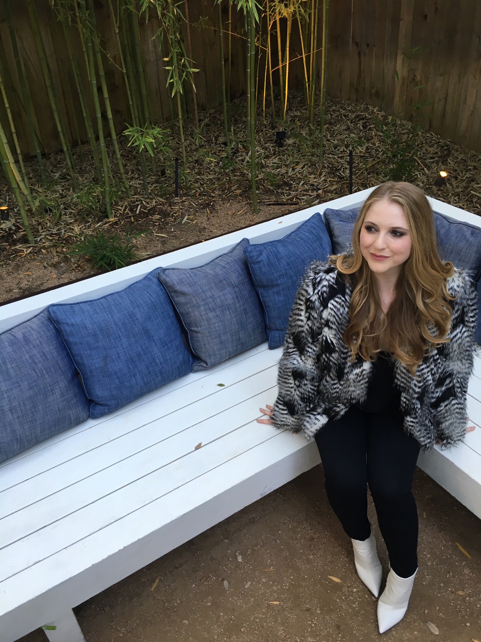 black + white + faux fur all over